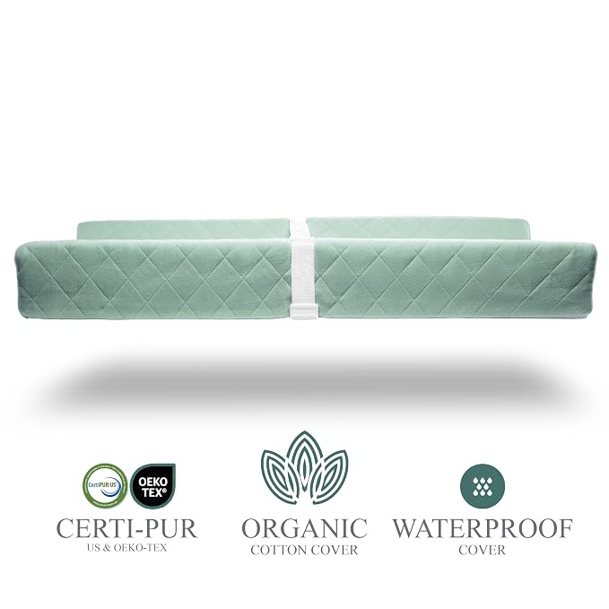 Organic Cotton Contoured Baby Changing Pad w/Waterproof Foam Mattress, Includes - Image 2