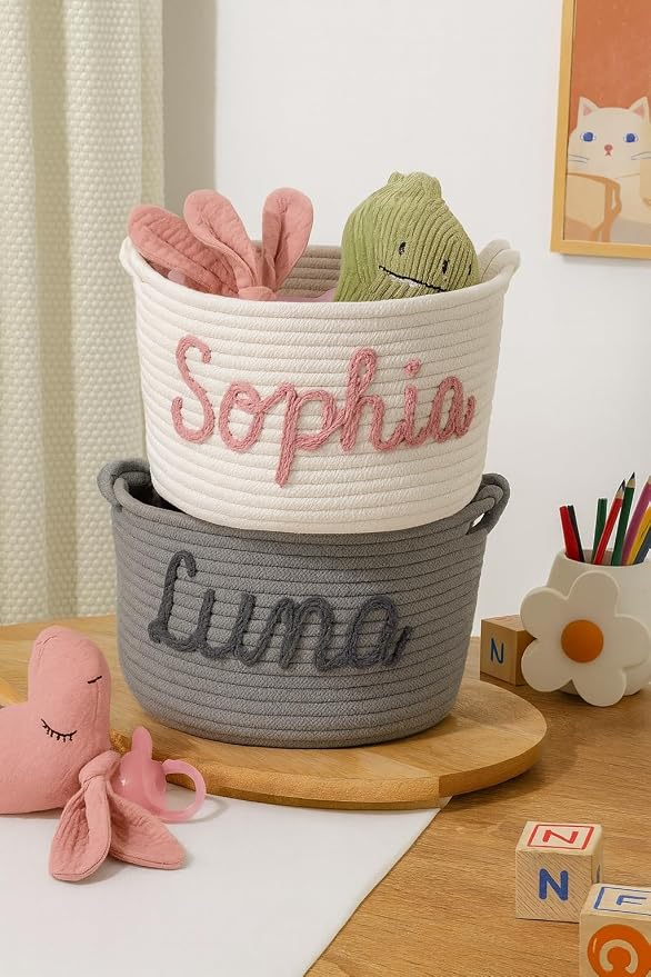 MBBEST Personalized Baby Shower Basket – Custom Rope Cotton Babys Basket - Image 6
