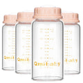 Natural Glass Baby Bottle 150ml 5oz Standard Neck Breast Milk Storage Bottles by Qmibaby
