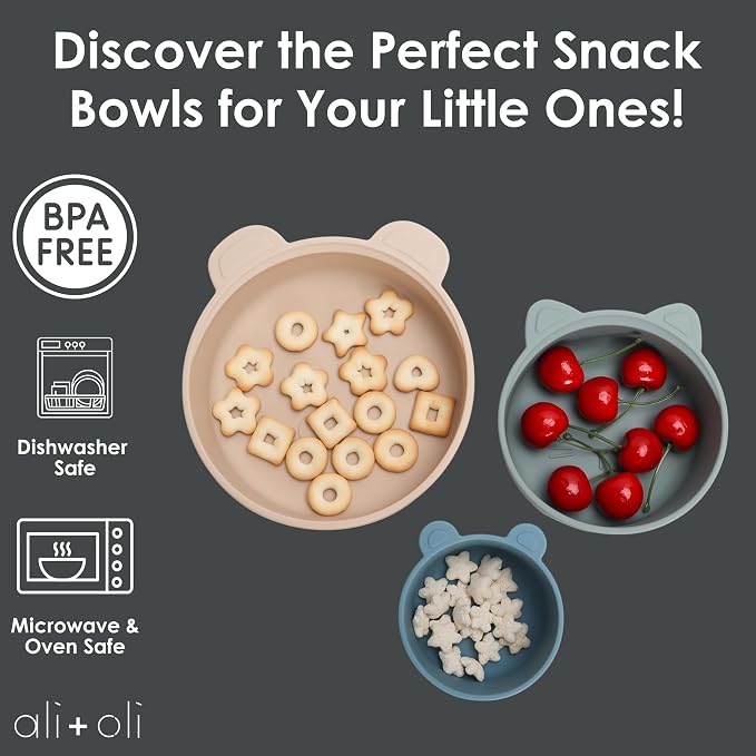 Ali+Oli Children's Stackable Snack Bowl Set BPA Free Food-Grade Silicone Bowls - Image 4