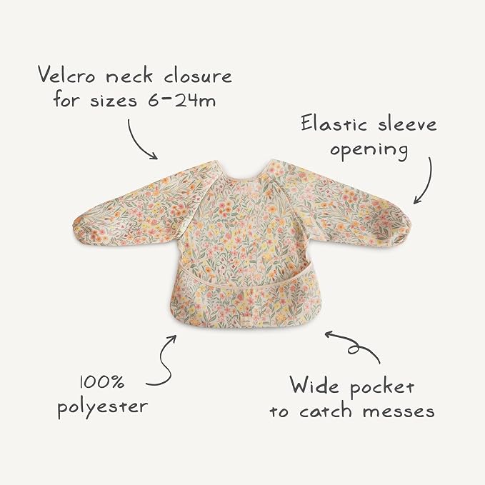 mushie Long Sleeve Baby Bib | Water Resistant Adjustable Fit - Image 4