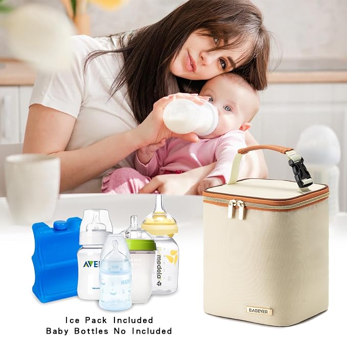 Breastmilk Cooler Bag with Ice Pack Fits 4 Baby Bottles Up to 9 Ounce, Baby - Image 6