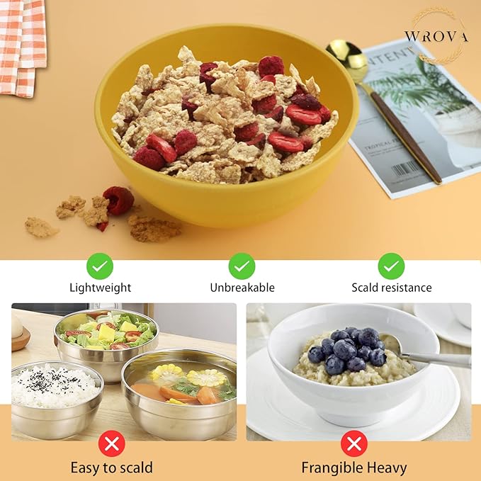 Wheat Straw Bowls Set 60 OZ Unbreakable Large Cereal Bowls Set of 6 Microwave - Image 4
