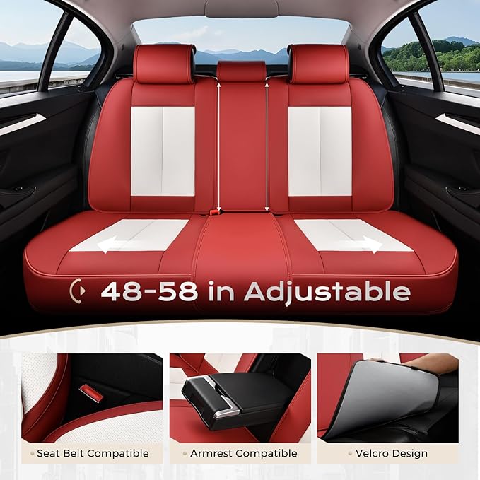 Coverado Car Seat Covers Full Set, Car Seat Protector Waterproof, Nappa Leather - Image 5