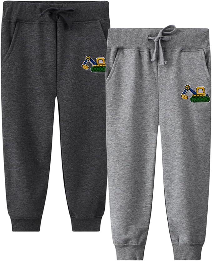 LOKTARC 2 Pack Boys Drawstring Sweatpants Cute Pattern Cotton Sport Jogger Pants by LOKTARC