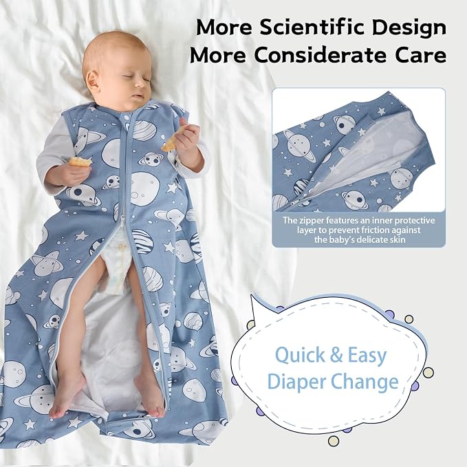 3 Pack Baby Sleep Sack 18-24 Months 100% Cotton TOG 0.5 Baby Sleeping Bag 2-Way - Image 4