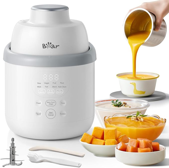 Bear NutriEase AllStage Stainless Steel Baby Food Maker Steamer and Blender by Bear