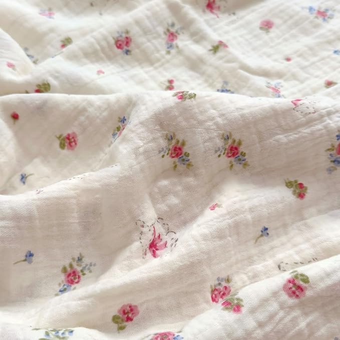 BuLuTu 2 Layers Muslin Cotton Toddler Pillowcase, Cute Pink Flower - Image 4