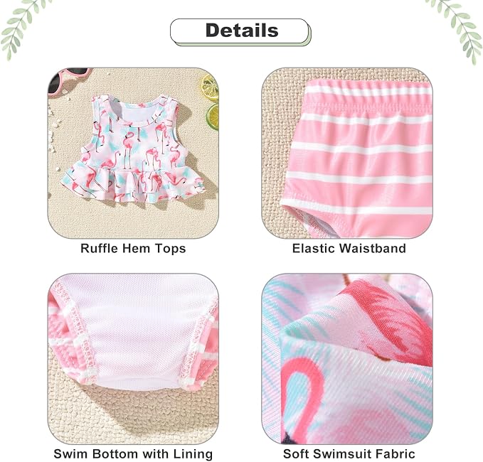 Aalizzwell Toddler Baby Girl Bathing Suit Two Piece Swimsuit Bikini Beach Wear - Image 2