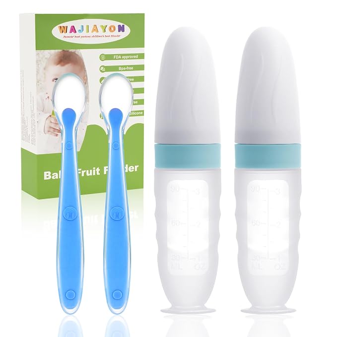 WAJIAYON Baby Food Feeder 4 Pack Silicone Baby Food Dispensing Spoon-3 oz by WAJIAYON