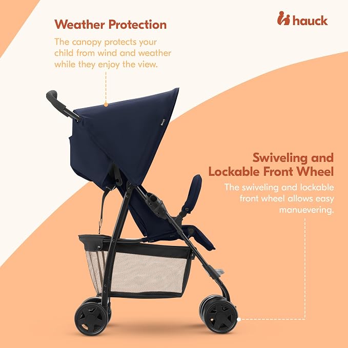 hauck Lightweight and Compact Travel Baby/Toddler Foldable Stroller, Dark Blue - Image 4