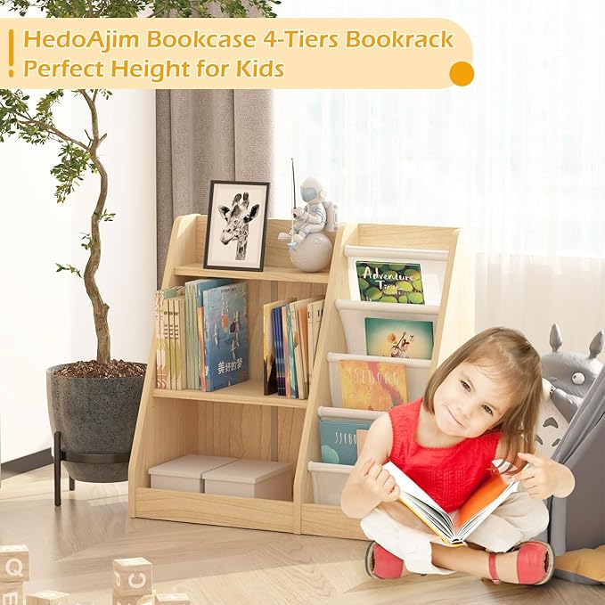 White 3 Tier Kids Bookshelf Toddler Book Rack - Image 2