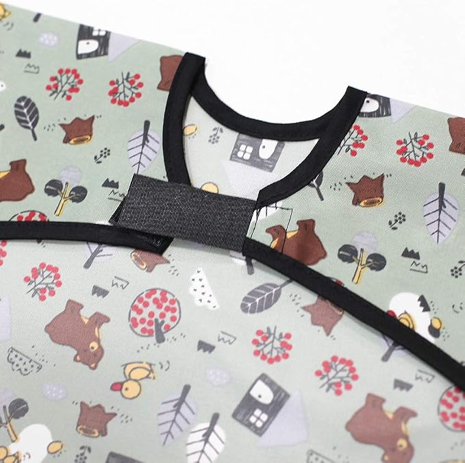 Short Sleeve Waterproof Bib for Toddlers – Feeding Apron for Mealtime, - Image 3