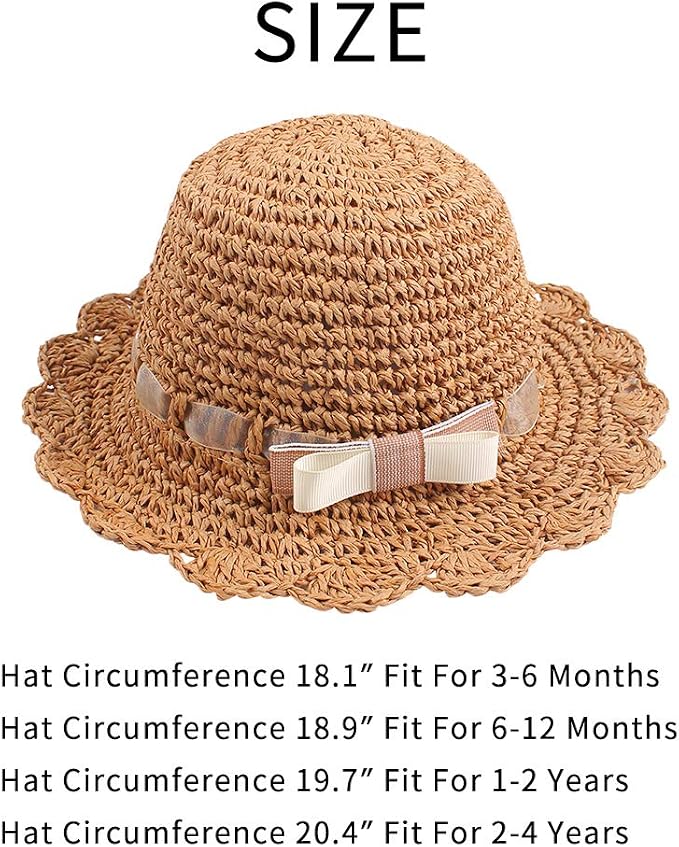 Baby Girl Straw Hat Outdoor Baby Sun Protection Hats Summer Bowknot Beach Cap - Image 7