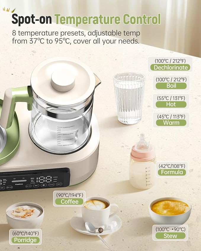 Feekaa Multifunctional Baby Bottle Warmer, Steamer and Dryer, 44oz Baby Formula - Image 6