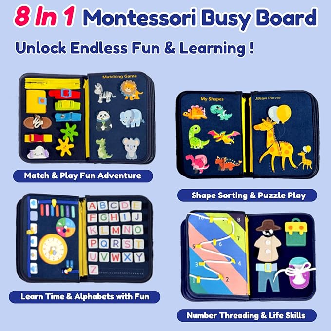 Qizfun Busy Board Montessori Toy - Image 3