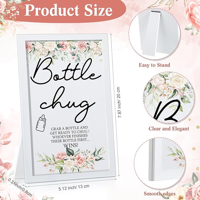 Roowest Bottle Chug Baby Shower Game Favors Including Flower Theme Bottle Chug - Image 2