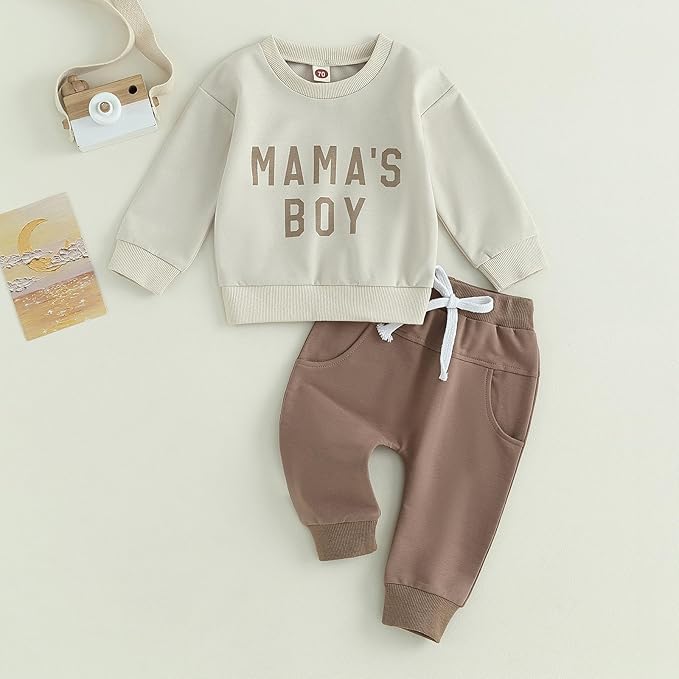 Toddler Baby Boy Clothes Solid Color Long Sleeve Crewneck Sweatshirt Top Casual - Image 2