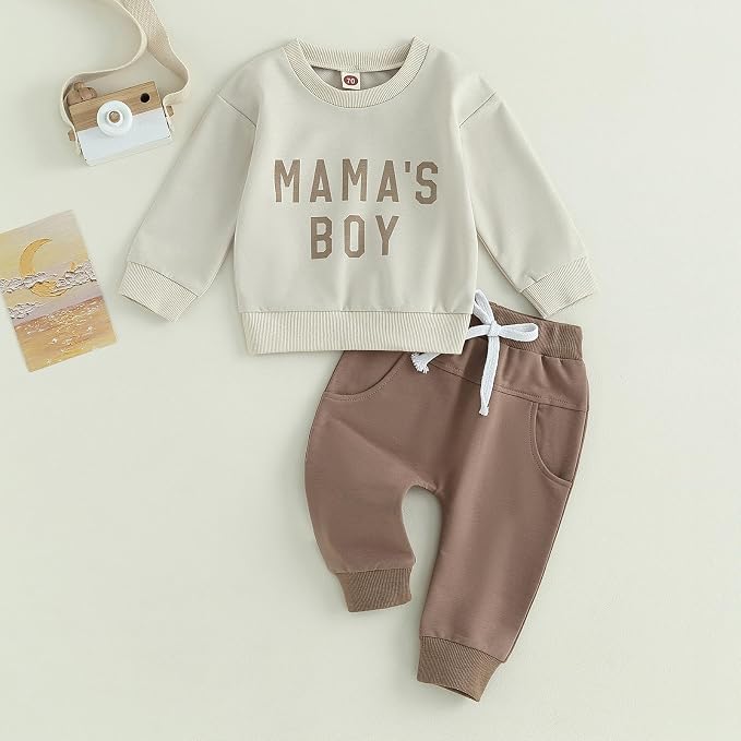 Toddler Baby Boy Clothes Solid Color Long Sleeve Crewneck Sweatshirt Top Casual - Image 2