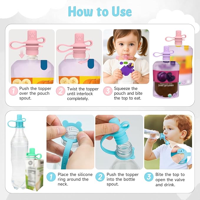 MORLIKE LIVING 2-in-1 Water Bottle Cap, 100% Silicone Topper - Image 3