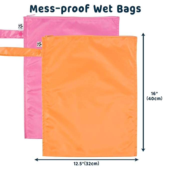 Tiny Twinkle Wet Dry Bag – 2 Pack Reusable Waterproof & Mess Proof Wet Bags - Image 4