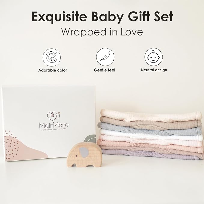 8-Pack Baby Muslin Bibs, Soft Cotton Drool Bibs - Image 6