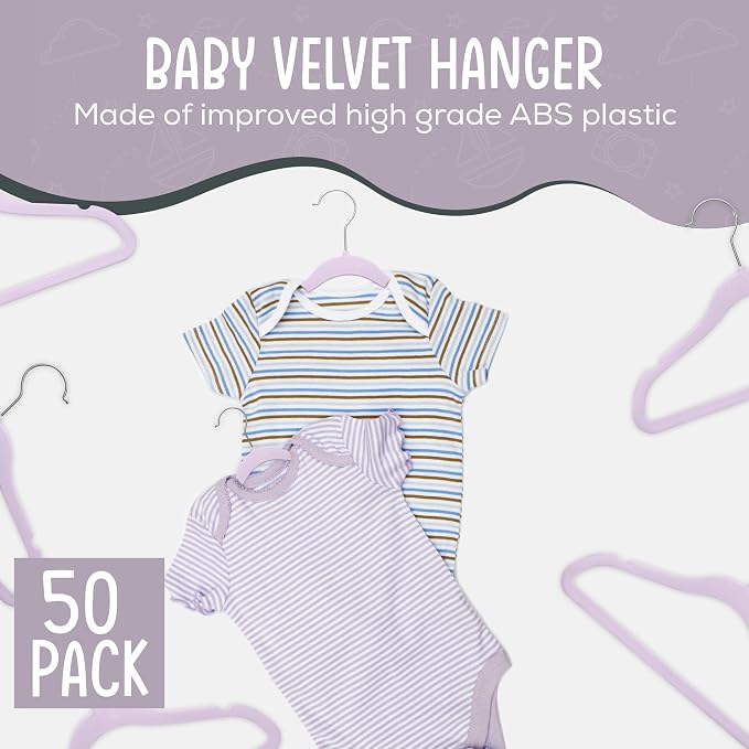 50 Premium Velvet Baby Hangers 11.8" Inch Non-Slip Infant, Ultra Slim - Image 2