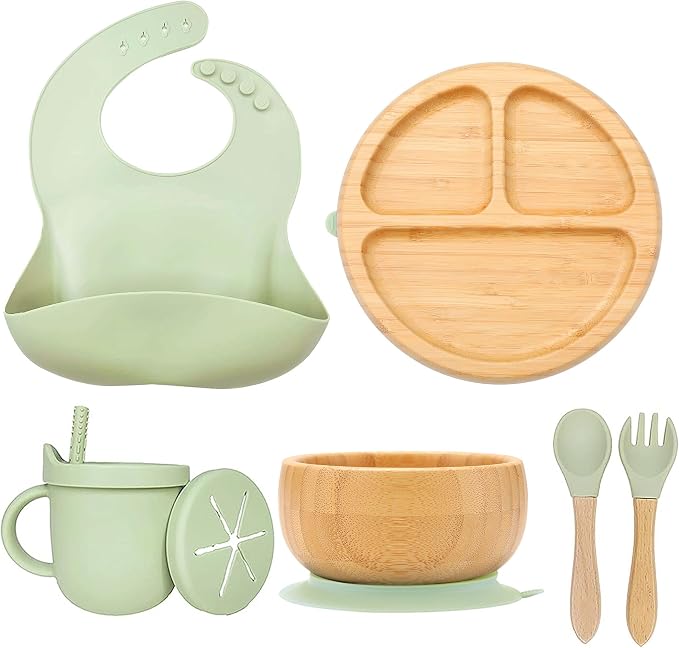 Bamboo Suction Plates for Babies and Bamboo Plates For Kids Baby Feeding and by womorista