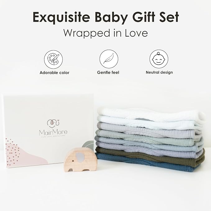 8-Pack Baby Muslin Bibs, Soft Cotton Drool Bibs - Image 4