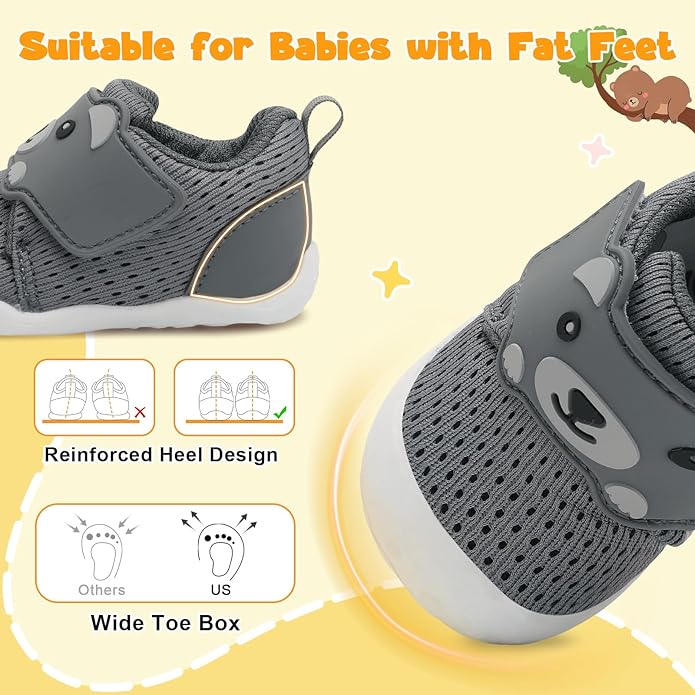 FEETCITY Baby Walking Shoes Wide Baby Shoes Boys Girls Infant Sneakers Crib - Image 2