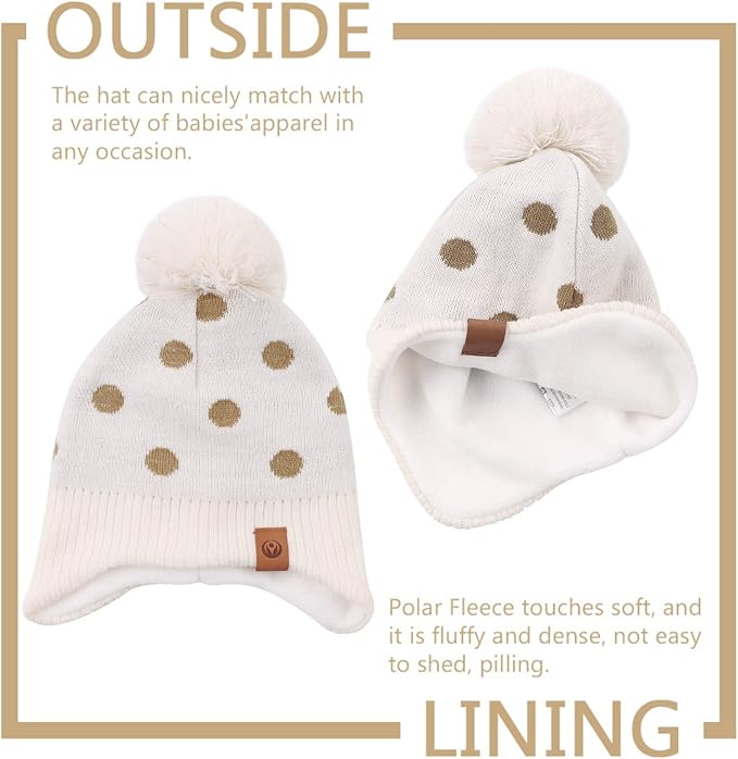 JANGANNSA Knitted Baby Hat Scarf Set Winter Warm Boys Girls Beanie Fleece - Image 3