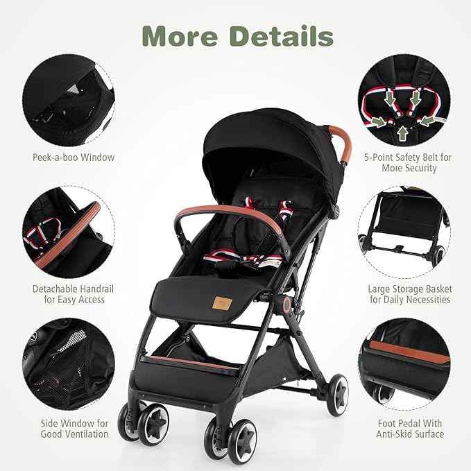 BABY JOY Lightweight Baby Stroller, Compact Toddler Travel Stroller - Image 2
