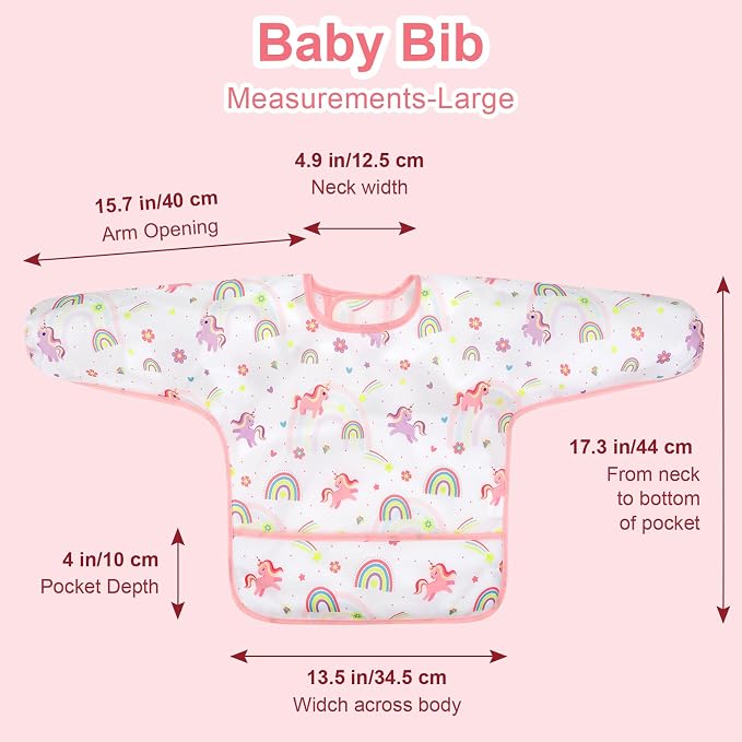 Accmor 5 Pack Long Sleeve Bibs, Baby Smock Waterproof Sleeved Bib Smock - Image 7