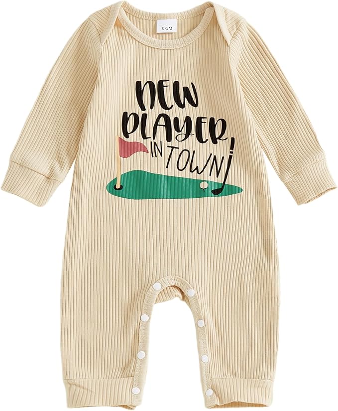 Fernvia Newborn Baby Boy Clothes Letters Print Bodysuit 3 6 9 12 18 Months Long by Fernvia