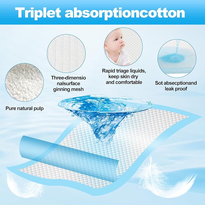 100 Pack Disposable Changing Pads, Waterproof Baby Disposable Underpads - Image 4