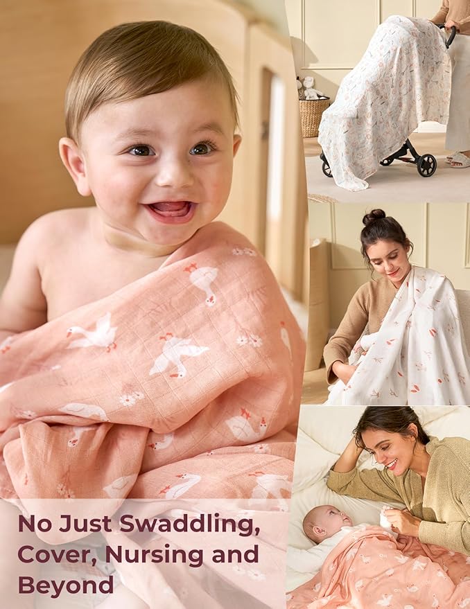 Momcozy Muslin Best Wishes Swaddle Blankets, Ultra Soft Neutral Registry - Image 6