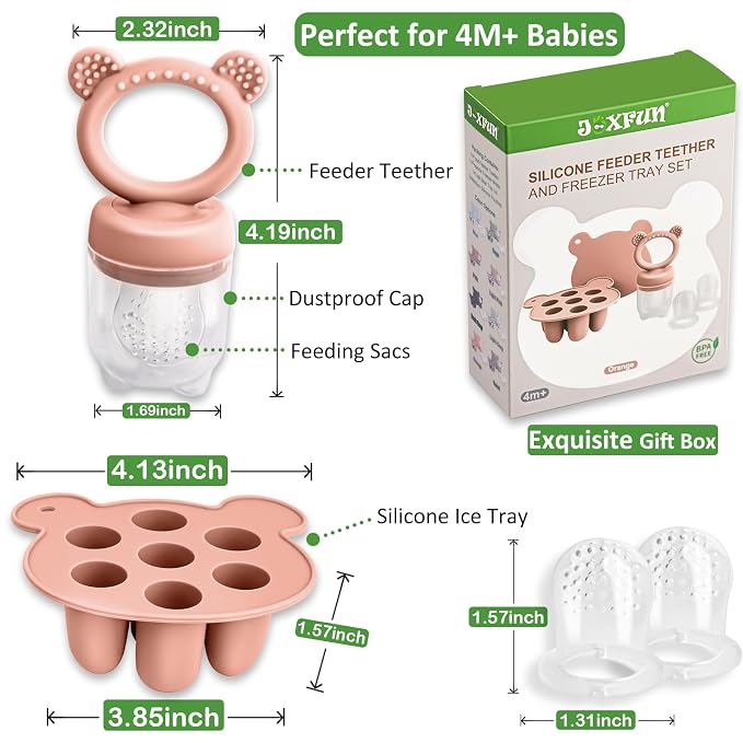 JEXFUN Baby Breastmilk Popsicle Molds & Baby Fruit Food Feeder Pacifier Combo - Image 4
