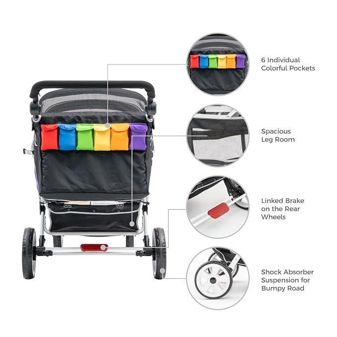 Familidoo H6E 6 seat Baby Stroller- Double Canopy - Image 5