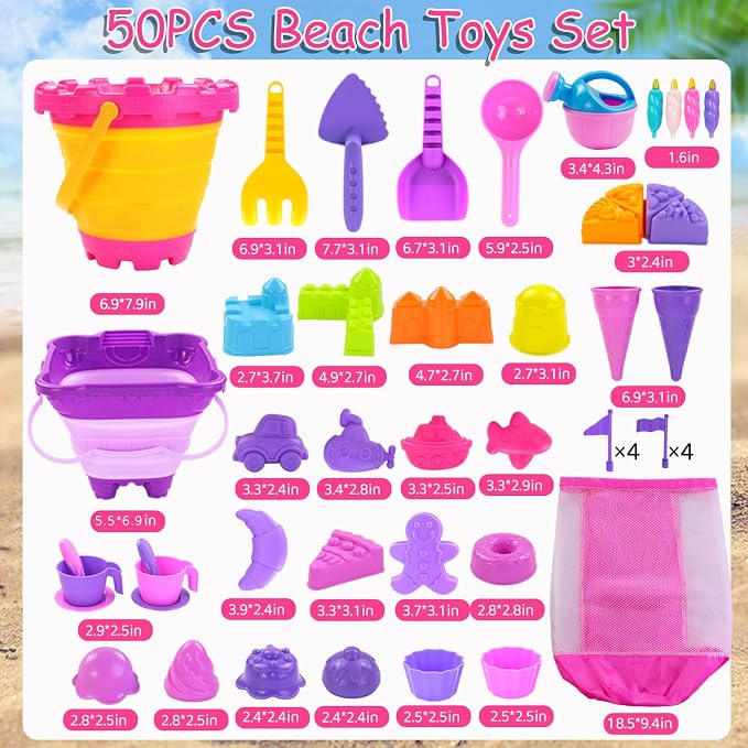 Beach Sand Toys, Mesh Backpack Bag, Ice Cream, Cake & Castle Sand Molds - Image 7
