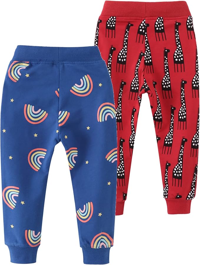 HUAER& Baby Boy's Jogger Pants Dinosaur Car Animal Print Drawstring Elastic - Image 2