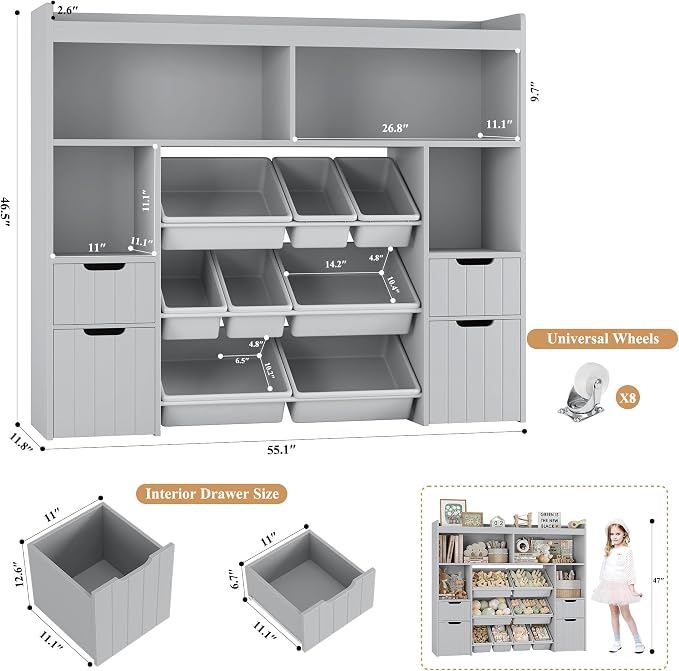 HORSTORS 55" W Toy Storage Organizer - Image 3