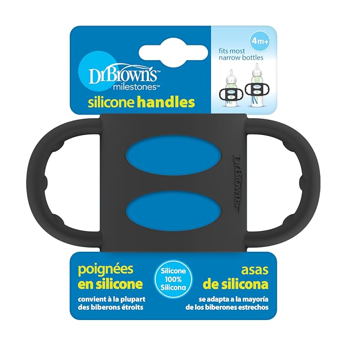 Dr. Brown's Narrow Baby Bottle Handles, 100% Silicone, Easy Grip Removable by DrBrowns