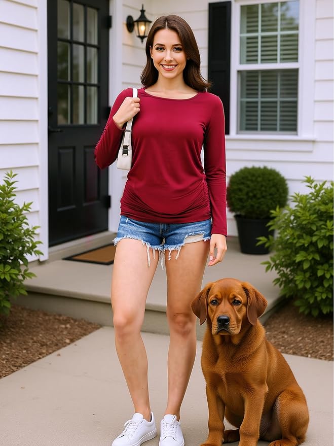 Maternity Shirts Long Sleeve Pregnancy Top - Image 6
