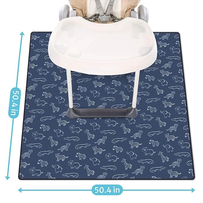 Blissful Diary Baby Splat Mat for Under High Chair, 50.4 x 50.4 Inch Wipeable - Image 3