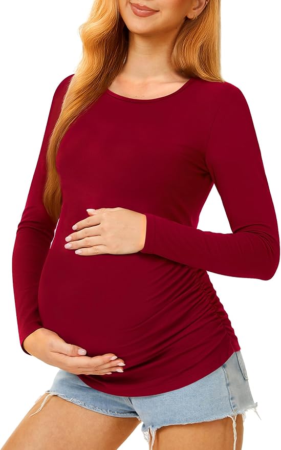 Maternity Shirts Long Sleeve Pregnancy Top by MIRAZEN