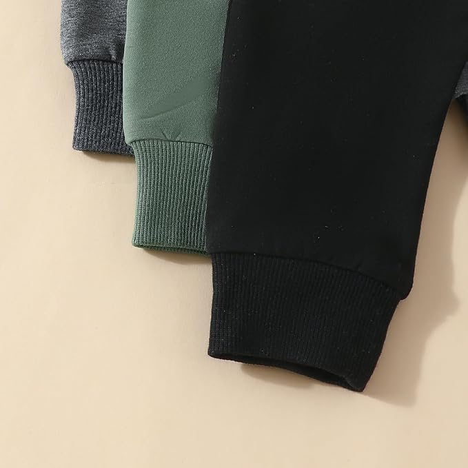 Sejardin Toddler Baby Boy Girl Pants 3 Pack Solid Color Elastic Waist Jogger - Image 6