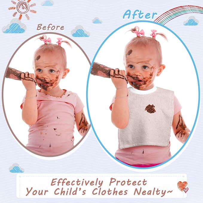 6 Pcs Pullover Baby Bibs Cotton Terry Toddler Absorbent Infant - Image 7