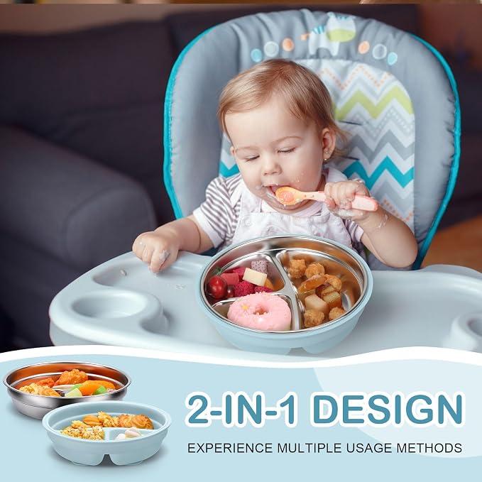 Nuogo 1 Pcs Stainless Steel Baby Suction Plates - Image 2