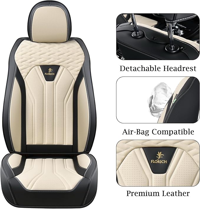 FLORICH Leather Seat Covers, Seat Covers Full Set, Car Seat Protectors 5 Seats - Image 5