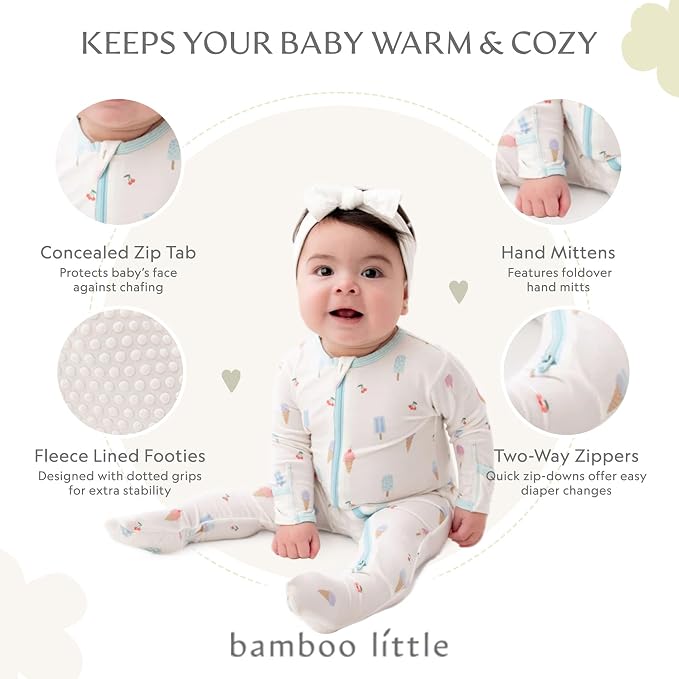 Bamboo Little Soft Baby Footie Pajamas, Baby Clothes, Newborn Sleepers - Image 2